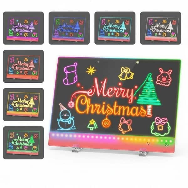 LED Note Board - LED Light Up Board | Acryl Message Board met Stand en 6 Kleur Markers | Gloeiend Acryl Message Board, Uitwisbaar Notepad, Clear Gloeiende Memo voor School Thuis