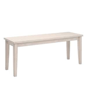 45.5 in. Antique White Wood Dining Bench 47.2 in. W x 14.75 in. D x 18 in. H
