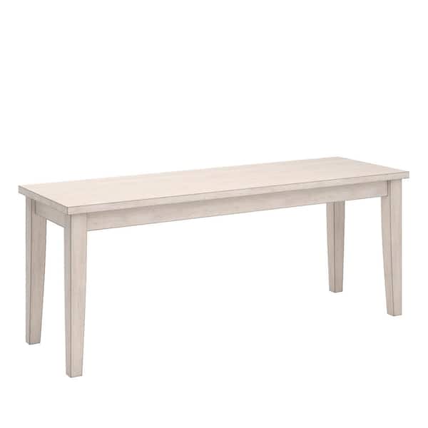 HomeSullivan 45.5 in. Antique White Wood Dining Bench 47.2 in. W x 14.75 in. D x 18 in. H