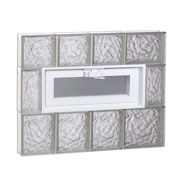 Clearly Secure 25 In X 2125 In X 3125 In Frameless Ice Pattern Vented Glass Block Window 3923