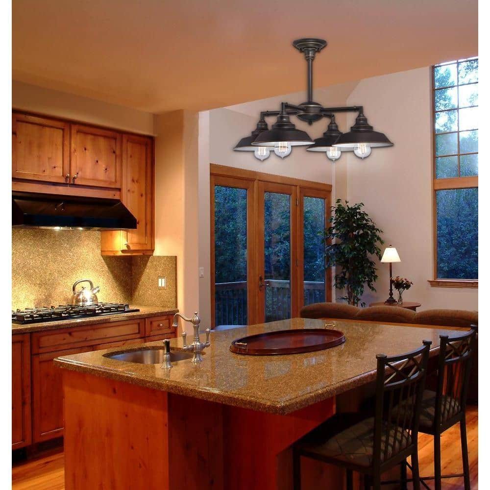 Iron Hill Oil Rubbed Bronze 4-Light Convertible Chandelier