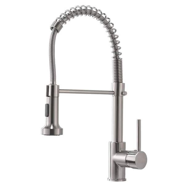 AIMADI Single Handle Pull Down Sprayer Kitchen Faucet with Advanced Spray Commercial 1 Hole Kitchen Sink Taps in Brushed Nickel