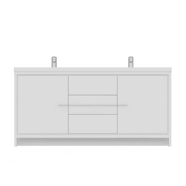 Alya Bath Sortino 72 In W X 19 In D Bath Vanity In White With Acrylic Vanity Top In White With