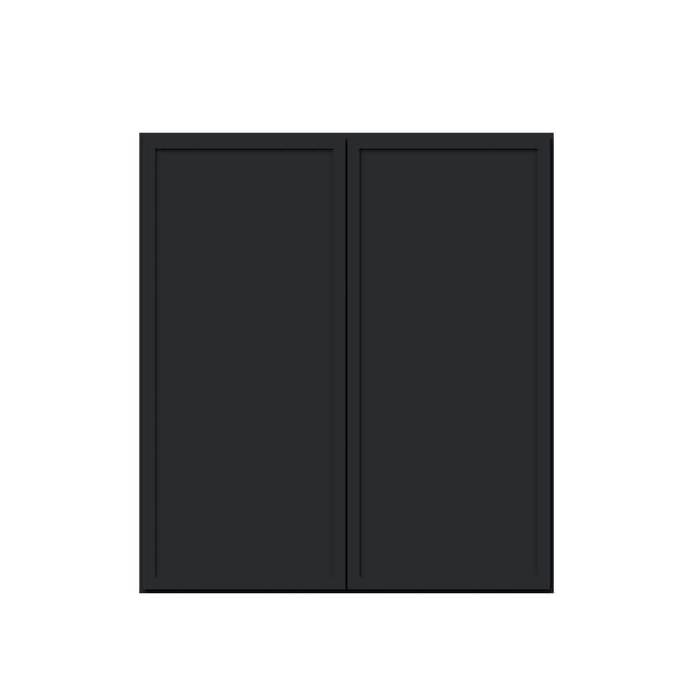 27 in. W x 12 in. D x 30 in. H RTA Solid Wood Frame Shaker Wall Kitchen Cabinet in Ebony Black price history on PriceWatchPro
