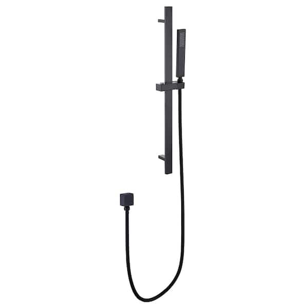 1-Spray Deluxe Wall Bar Shower Kit with Hand Shower Stainless Steel Wall Mounted Shower Slide Bar in Matte Black