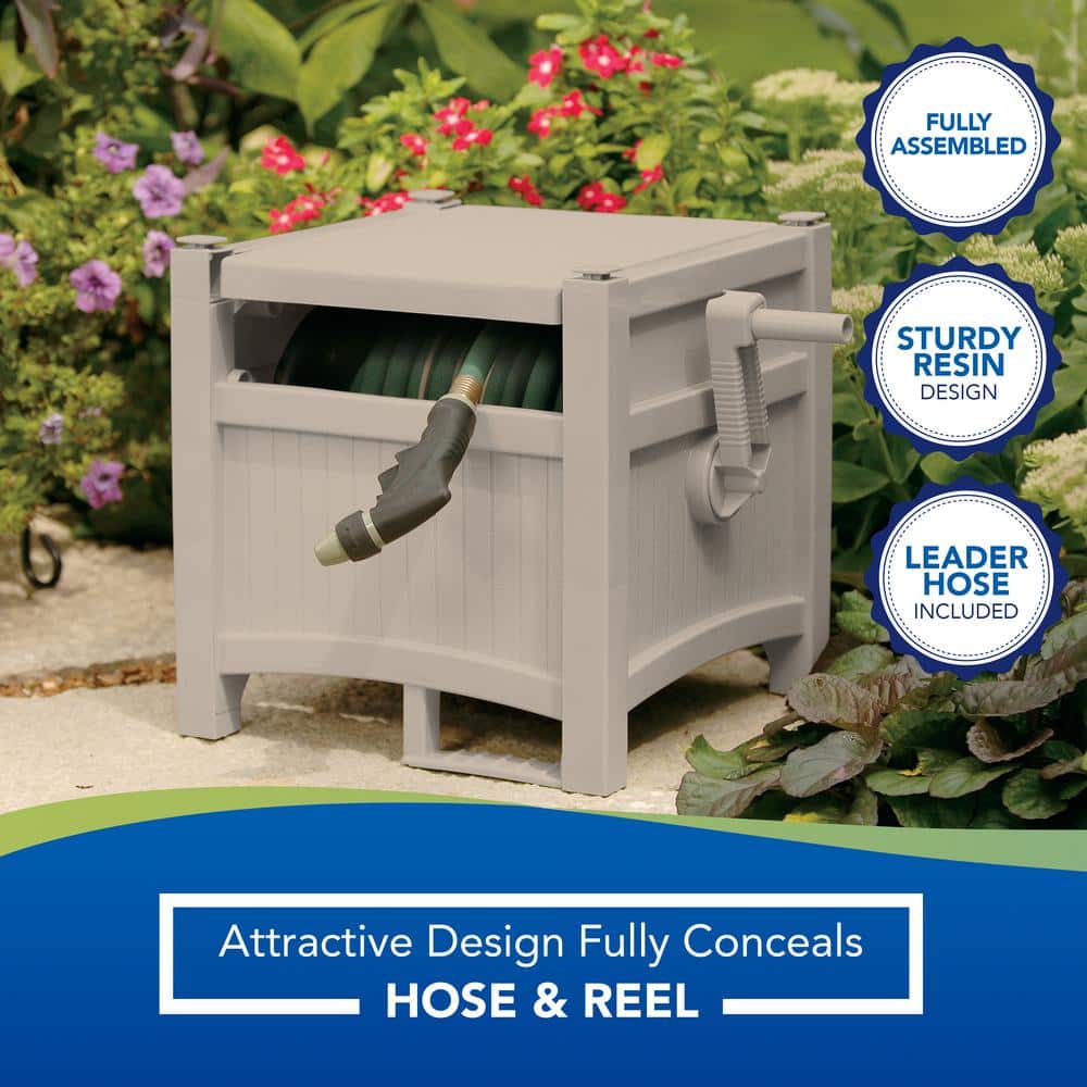 Suncast Taupe Resin 100-Foot Garden Hose Reel Hideaway