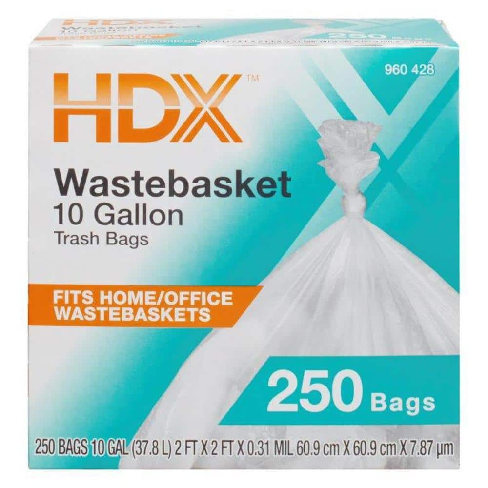 HDX 10 Gal. Clear Waste Liner Trash Bags (250-Count) HDX 960428 - The Home  Depot