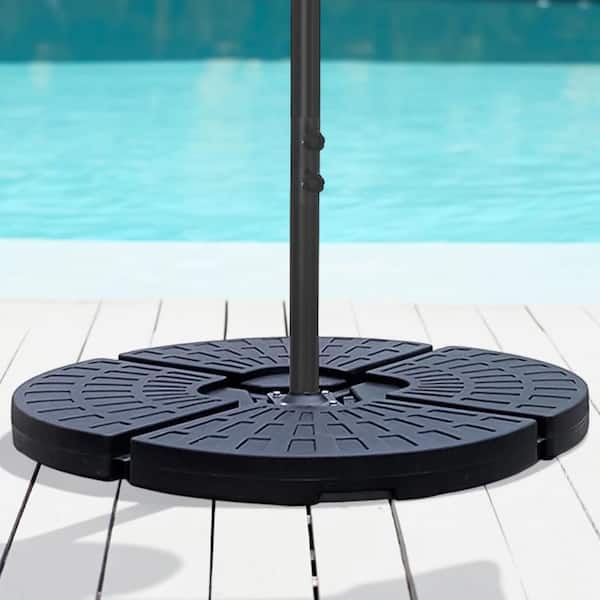 Maypex 180 lb. Capacity Weighted Cantilever and Offset Patio Umbrella Base in Black (4-Piece)