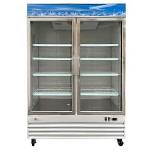54 in. W 45 cu. ft. Frost Free Defrost Commercial Upright Freezer Glass Door Merchandiser Display in White