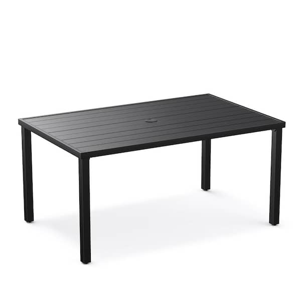 Bigroof Patio Dining Table 60 in. Rectangle Galvanized Steel Metal