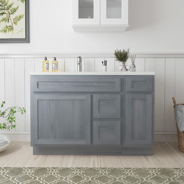 Vanity Art 48 in. W x 21 in. D x 32.5 in. H Bath Vanity Cabinet without Top in Silver