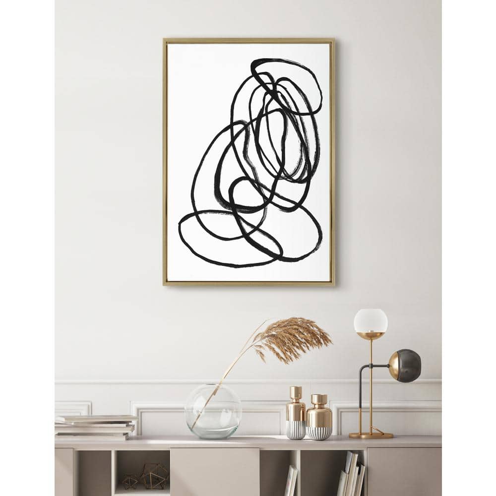 Gold Abstract Canvas Wall Art, 23x33, Lightweight Frame