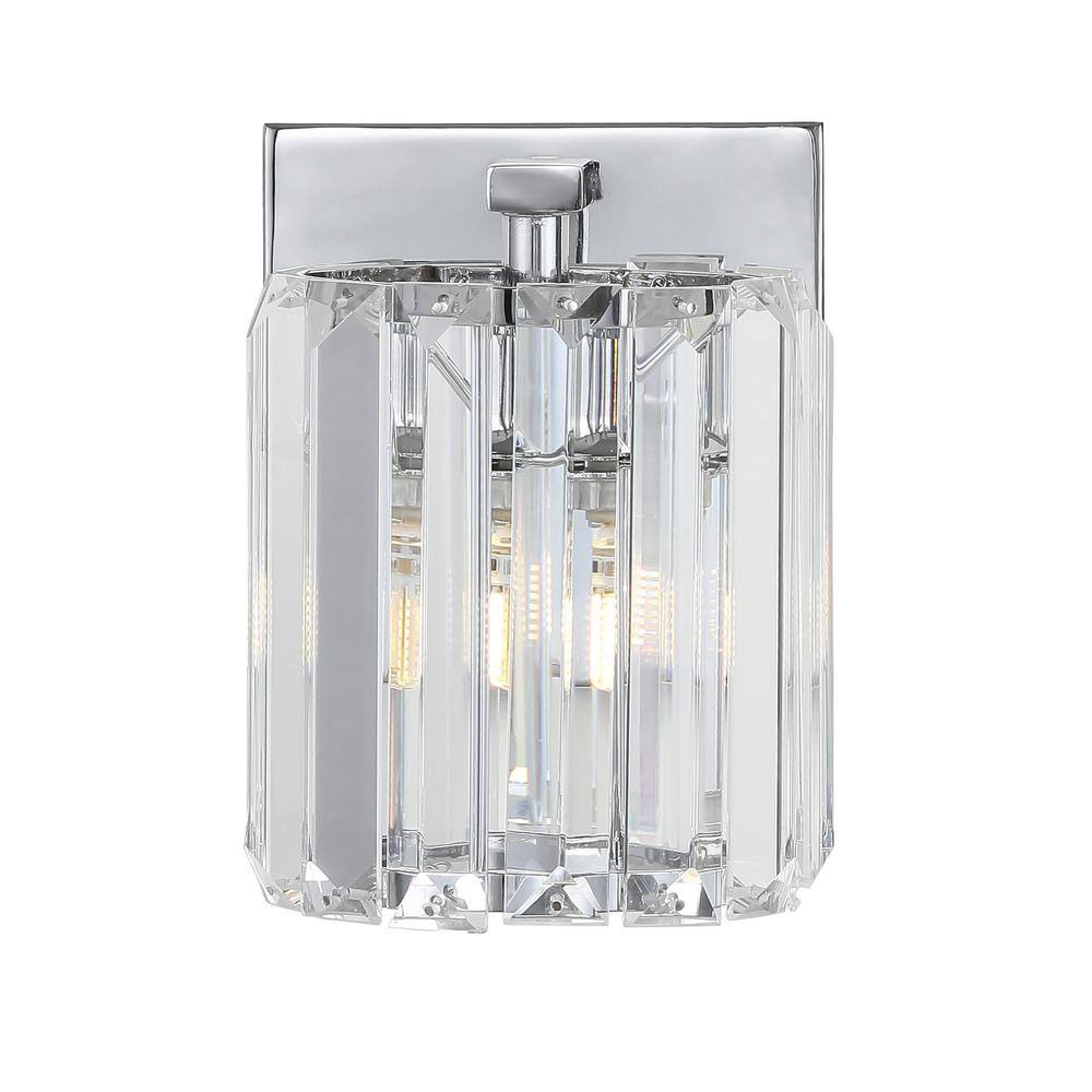 Coco Prism 6.75" Chrome and Clear Glass Glam Vanity LED Light