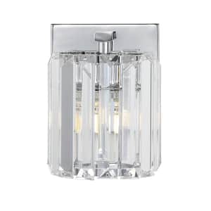 Coco Prism Vintage 4.75 in. 1-Light Chrome Metal/Glass Classic Glam LED Vanity Light
