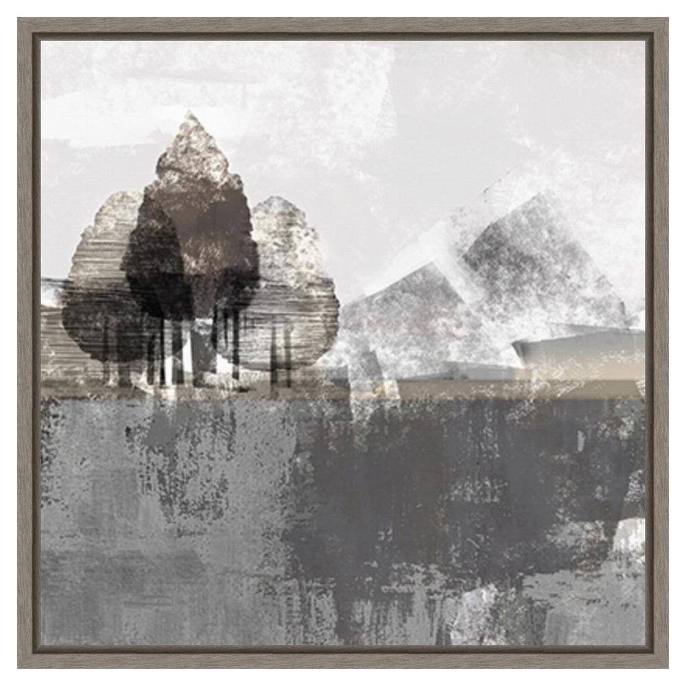 Northern Lights 22"x22" Abstract Landscape Canvas Art with Silver Floater Frame