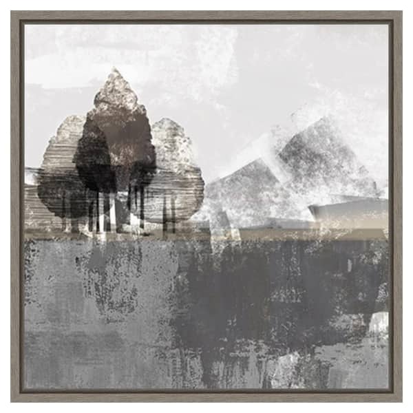 Amanti Art Textured Landscape by Northern Lights 22 in. W x 22 in. H Canvas Float Frame in Gray