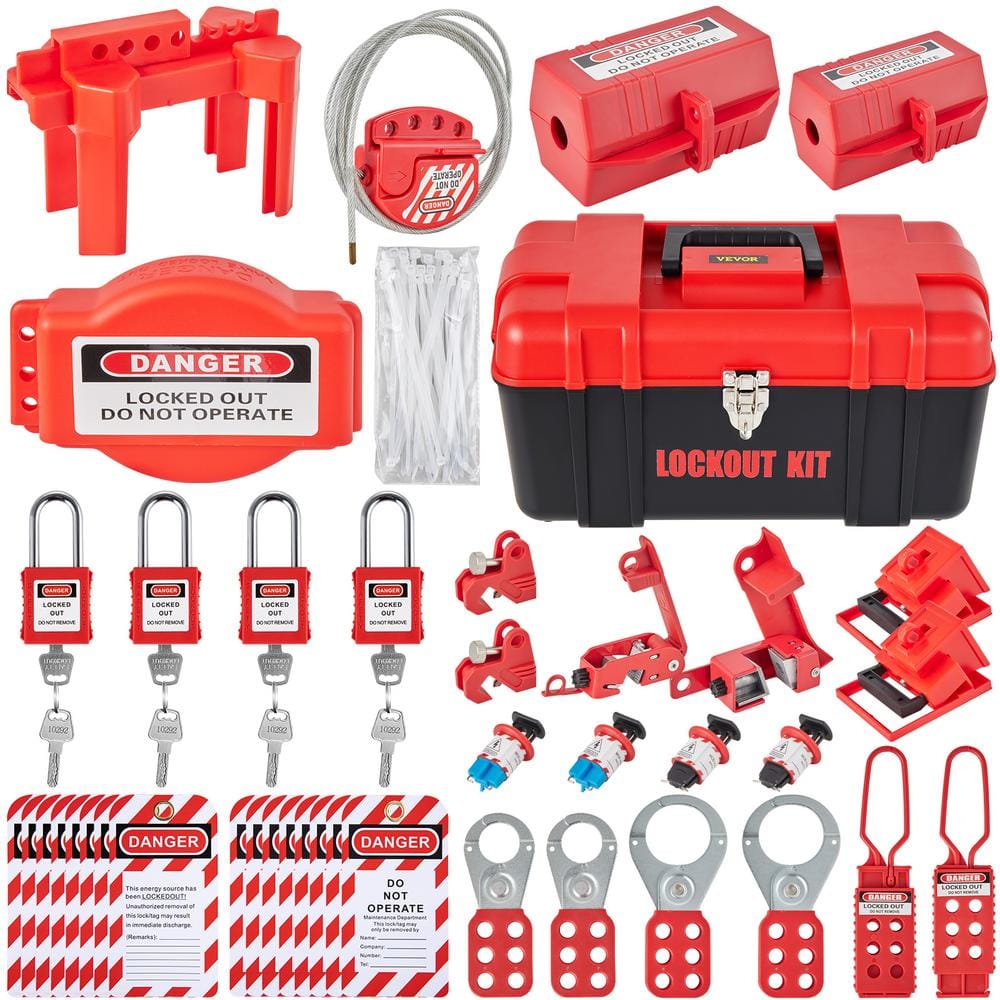 VEVOR 42-Piece Lockout Tagout Kits Electrical Safety Loto Kit Includes ...