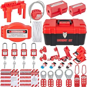 Lockout Tagout Station 42 Pcs Electrical  Safety Lock Set Includes Padlocks, 5 Kinds of Lockouts, Hasp, Tags, Ties, Box