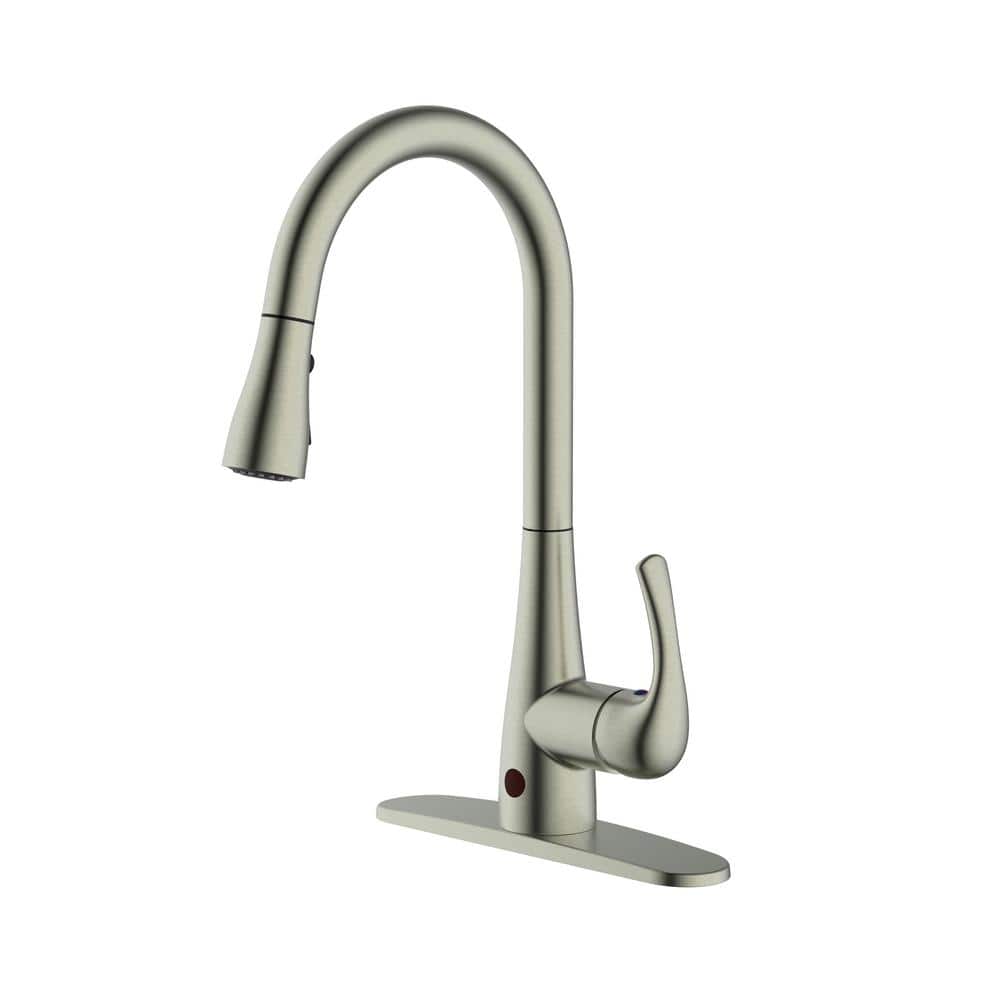 Touchless Motion Activated Single Handle Pull-Down Sprayer Sensor Kitchen Faucet in Brushed Nickel -  WASSERMAN FAUCETS, 66237143