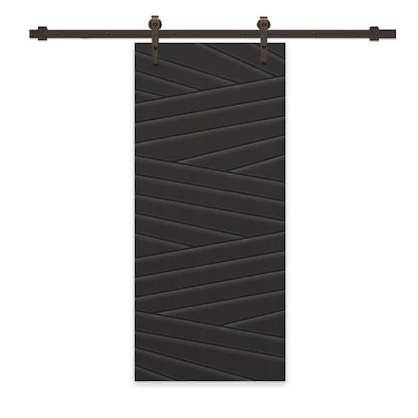 CALHOME 42 in. x 96 in. Black Painted Composite MDF Paneled Interior Sliding Barn Door with Hardware Kit