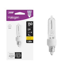 150-Watt T4 Mini Candelabra E11 Base Dimmable Halogen Light Bulb, Bright White 2800K (1-Pack)