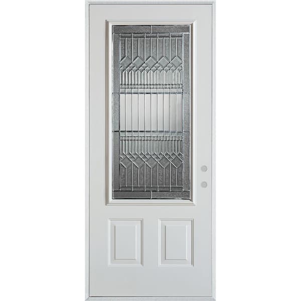 Stanley Doors 32 in. x 80 in. Lanza Zinc 3/4 Lite 2-Panel Painted White Left-Hand Inswing Steel Prehung Front Door