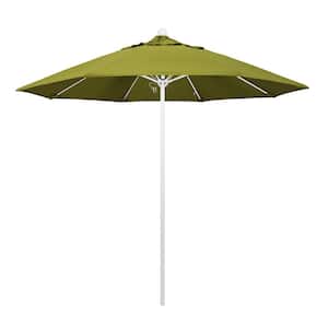 9 ft. Fiberglass Market Pulley Open Matted White Patio Umbrella in Ginkgo Pacifica
