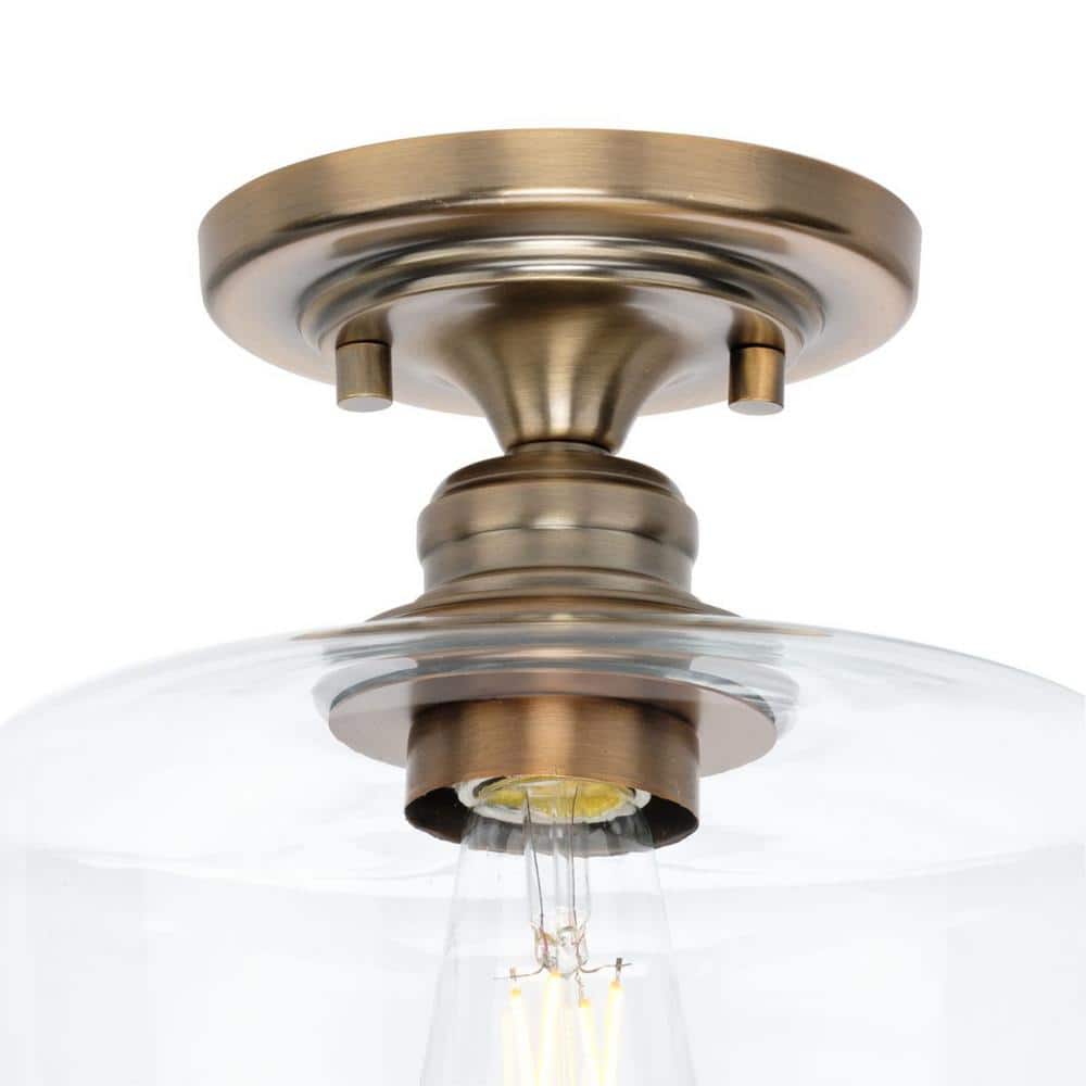 Vintage Brass Glass Indoor/Outdoor Flush Mount Light