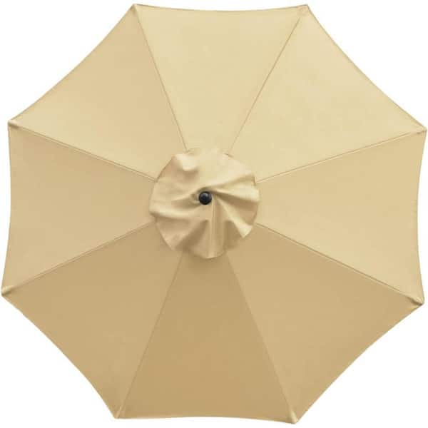 ITOPFOX 9 ft. 8-Ribs Polyester Replacement Canopy Market Umbrella Cover in Tan