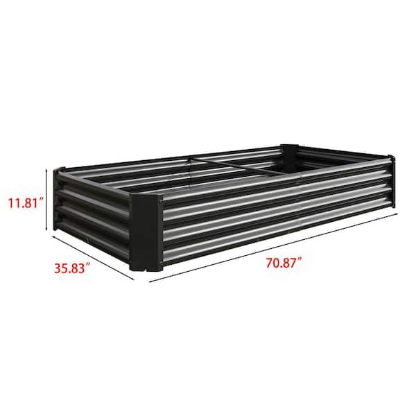 70.87 in. x 35.83 in. x 11.81 in. Rectangle Black Metal Raised