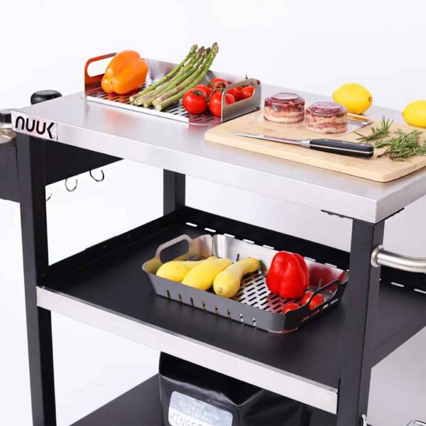 thumbnail image 2 of GDLF Outdoor Storage Cabinet Solid Wood Prep Grill Table With Stainless Steel Top Waterproof 2 of 11