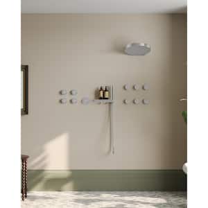 15-Spray Patterns 2.5 GPM 12.6 in. Dual Shower Head Wall Mount Fixed Shower Head in Brushed Nickel (Valve Included)