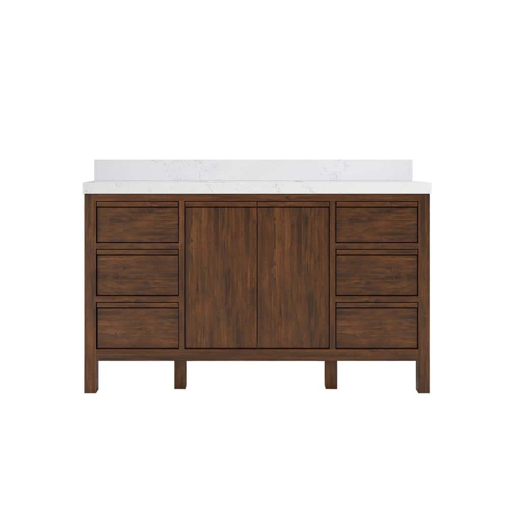 Elizabeth Teak 60 in. W x 22 in. D x 36 in. H Single Sink Bath Vanity in Dark Walnut with 2 in. Empira Quartz Top price history on PriceWatchPro