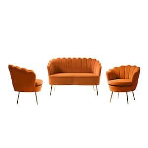 Yeran 52 in. 3 Piece Orange Living Room Set