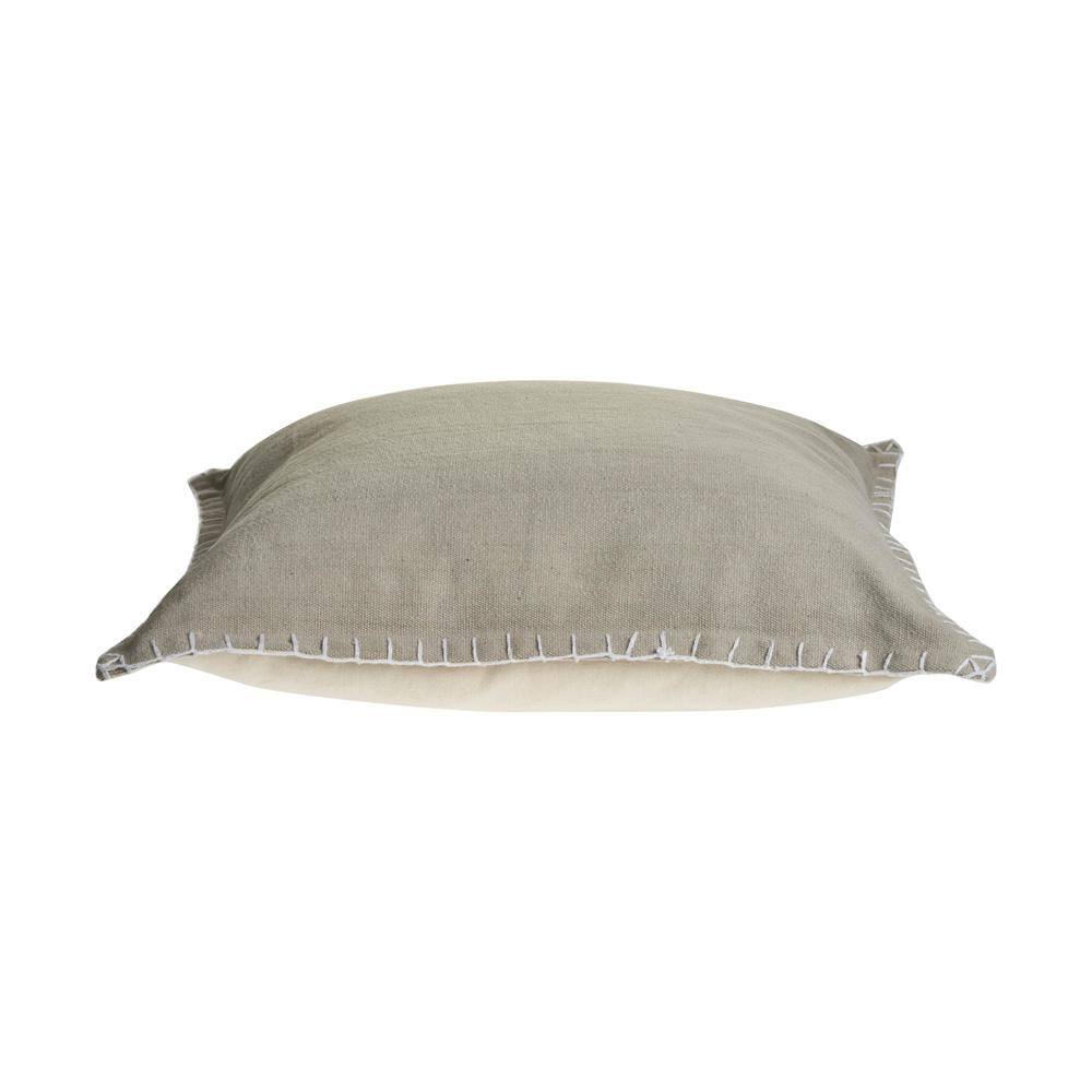 Light Twine Square Embroidered Cotton Throw Pillow