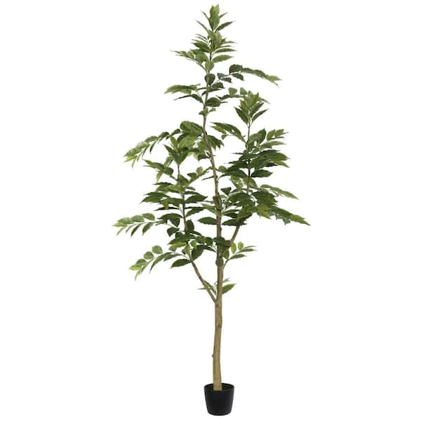 Vickerman 7 ft. Green Artificial Nandina Other Everyday Tree in Pot