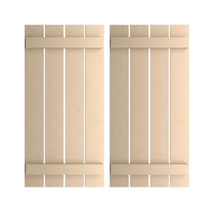 23.5 in. x 24 in. Timberthane Polyurethane 4-Board Spaced Board-n-Batten Smooth Faux Wood Shutters Pair