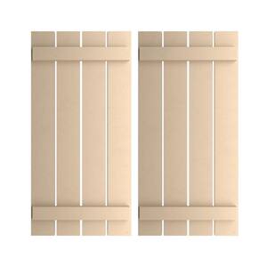 23.5 in. x 26 in. Timberthane Polyurethane 4-Board Spaced Board-n-Batten Smooth Faux Wood Shutters Pair