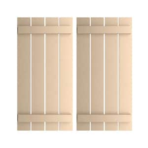 23.5 in. x 26 in. Timberthane Polyurethane 4-Board Spaced Board-n-Batten Smooth Faux Wood Shutters Pair