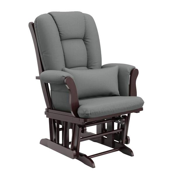 Storkcraft Tuscany Espresso With Gray Cushion Glider And Ottoman Set 06554 589 The Home Depot