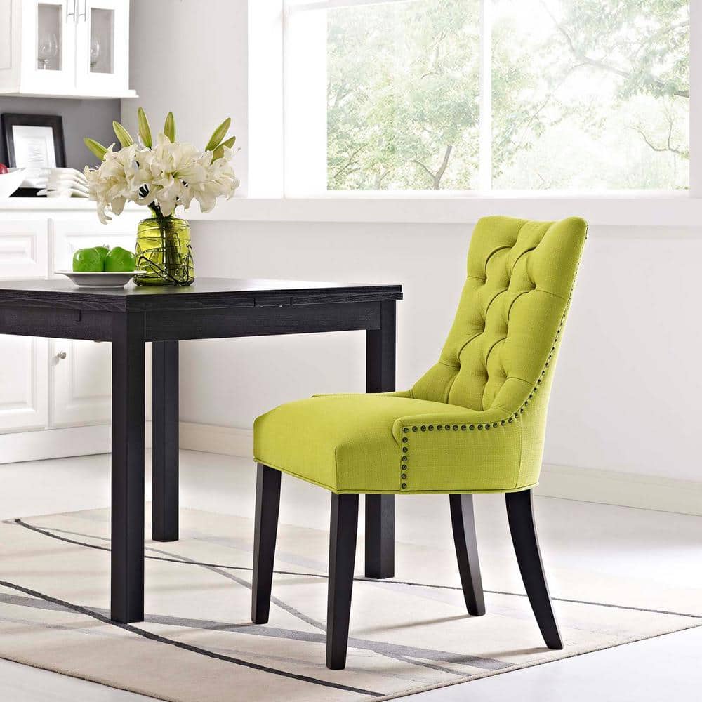 Regal Black Wood Parsons Side Chair with Tufted Upholstery