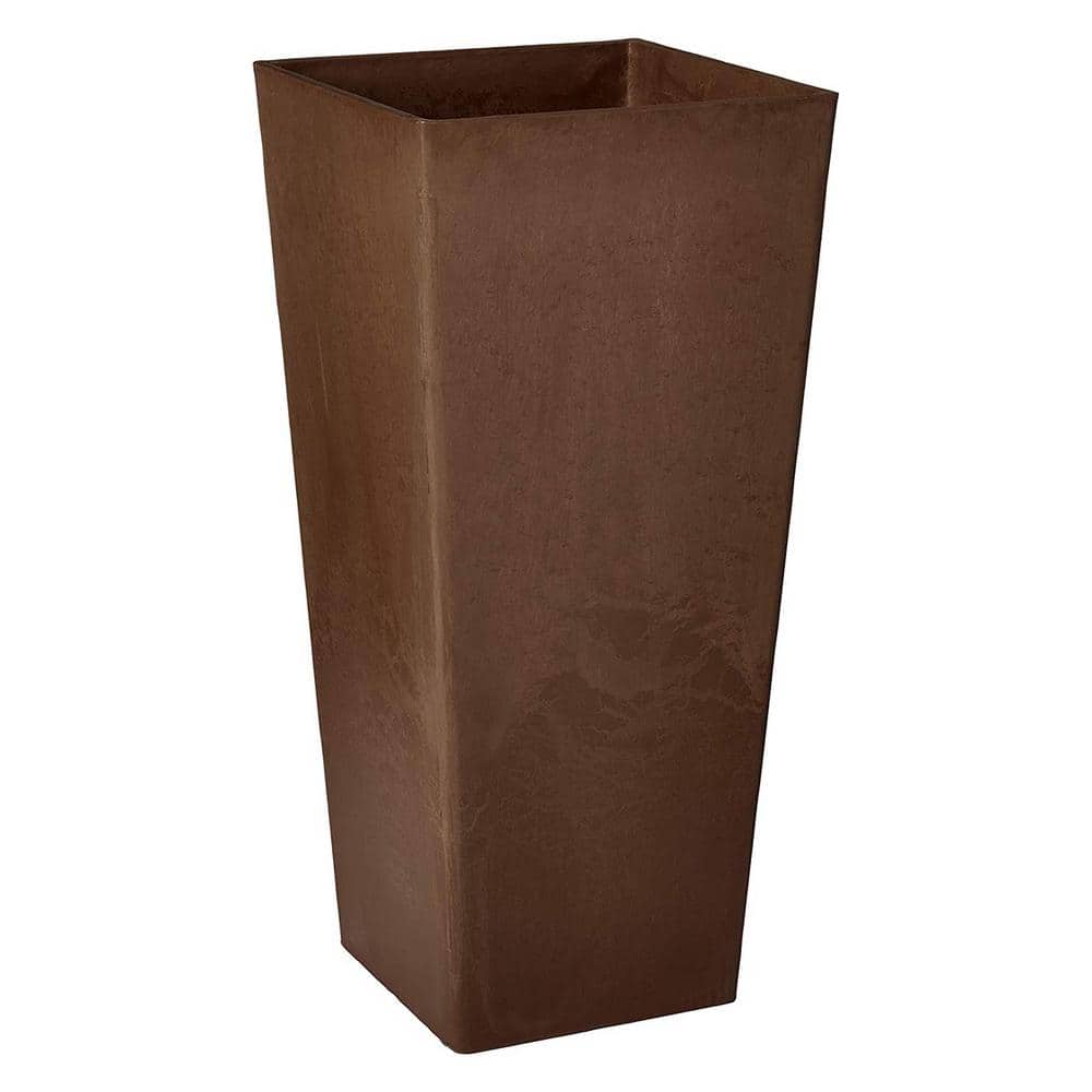 Contempo Tall Square 13 in. x 13 in. x 28 in. Chocolate PSW Pot