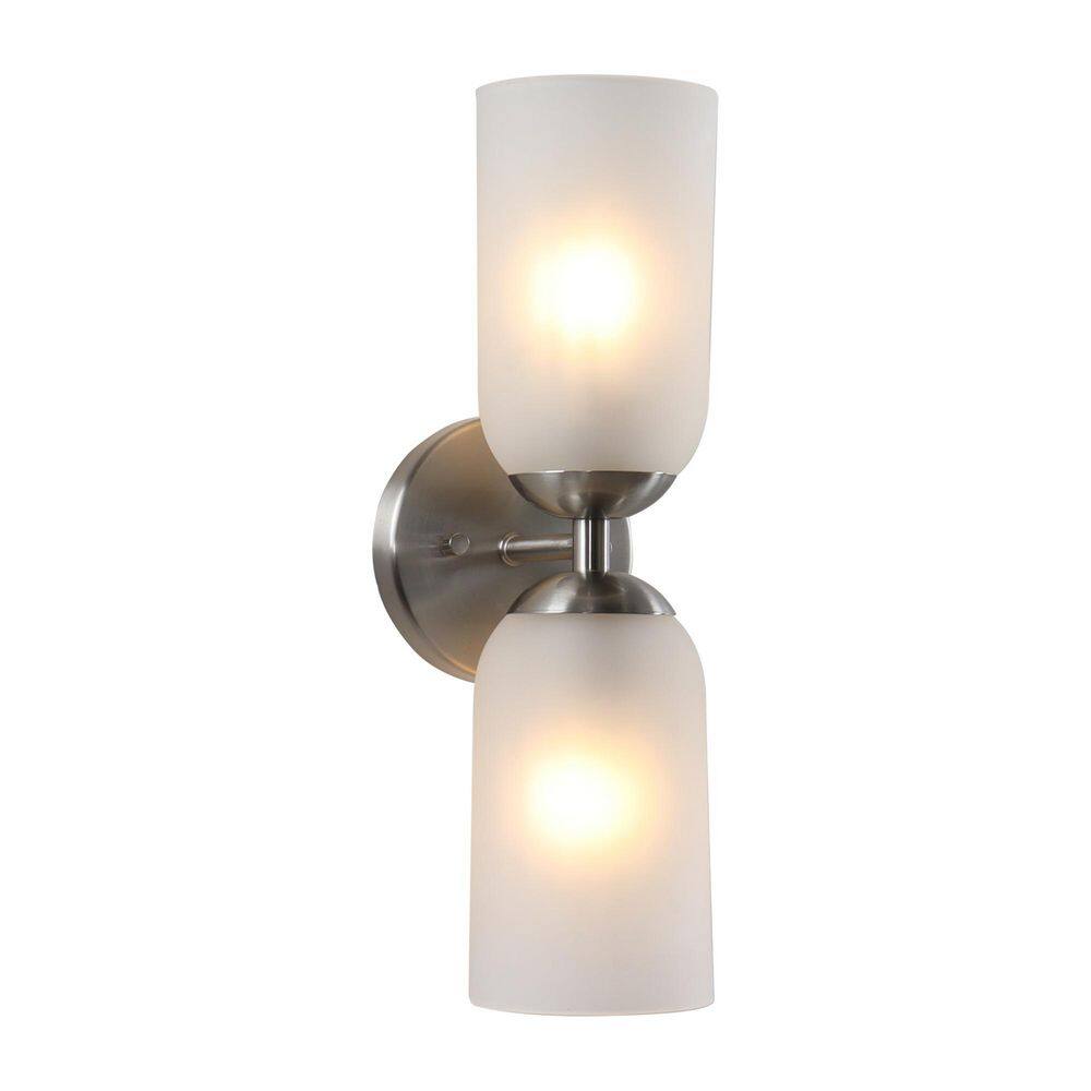 4.7 in. 2-Light Polished Nickel Modern Transitional Wall Sconce with  Frosted Glass Shade price history on PriceWatchPro