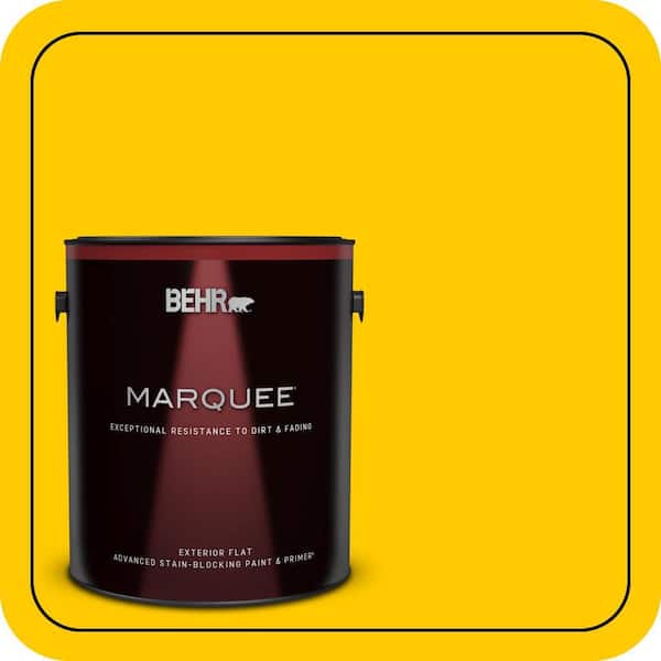 BEHR MARQUEE 1 gal. #370B-7 Yellow Flash Flat Exterior Paint & Primer