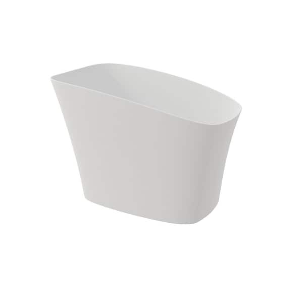 51.20 in. x 28.90 in. Flat Bottom Solid Surface Freestanding Soaking Bathtub with Left Drain in Matte White