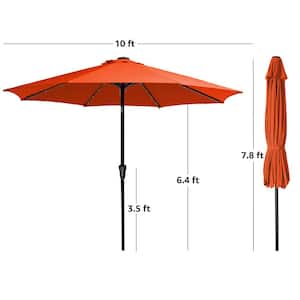 10 ft. Steel Lighted Market Tilt Solar Umbrella With Crank in Orange