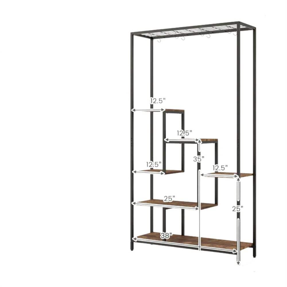 6-Tier Tall Plant Stand 71 in. Metal Indoor Plant Shelf with 10-Kits and Ac