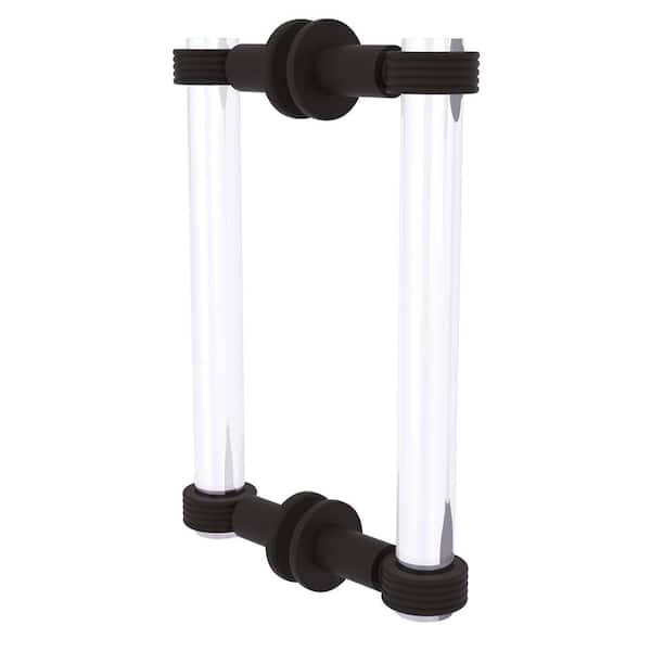 Allied Brass Clearview 8 in. Back to Back Shower Door Pull with Groovy Accents in Oil Rubbed Bronze