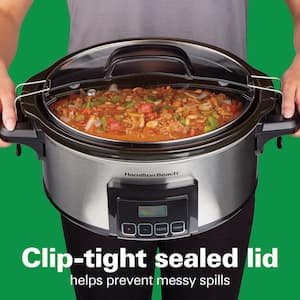 Stay or Go 6 Qt. Stainless Steel Slow Cooker with Built in Timer