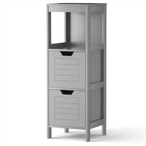22 in. W x 12 in. D x 32 in. H Gray Freestanding Bathroom Linen Cabinet with 2 Adjustable Drawers